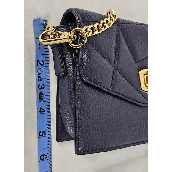 LE SAUNDA BLACK QUILTED VEGAN LEATHER CROSSBODY BAG W/ CONVERTABLE FLAPS 8" x 6" - Picture 13 of 14